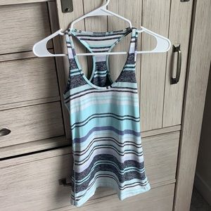Lululemon blue/grey horizontal stripe racerback tank